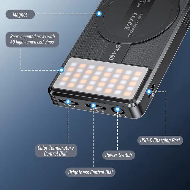Alt view image 5 of 7 - Magnet Phone Light, 160 LED Dual Side Selfie Light Compatible with iPhone Magsafe, 3 Lighting Adjustment Modes, Selfie Lights for iPhone/iPad/Camera/Photography/TikTok/Vlog/Video/Zoom Calls