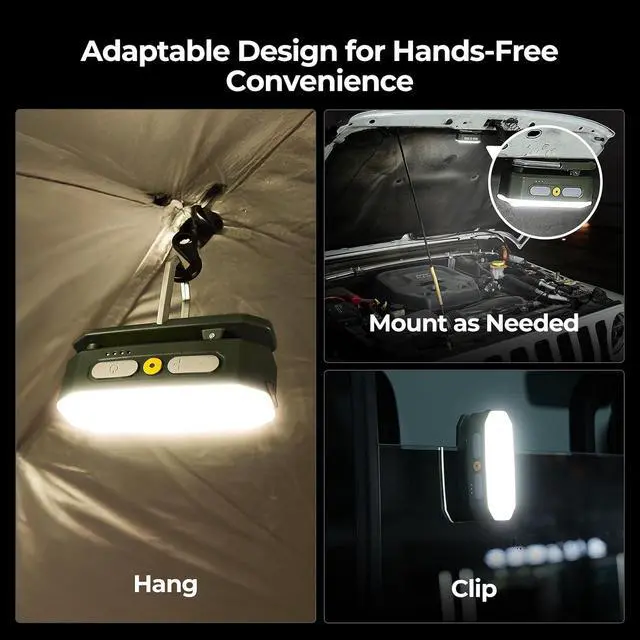 Alt view image 7 of 7 - Camping Light AL01, Movable Area Rechargeable Lantern Tent, Green