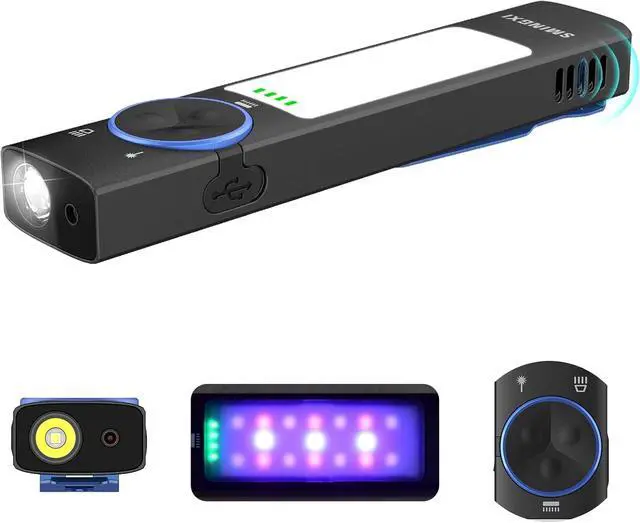Main image of 1000 Lum Flat EDC Flashlight Rechargeable,395nm UV, COB Work Light