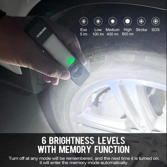 Alt view image 7 of 7 - 1000 Lum Flat EDC Flashlight Rechargeable,395nm UV, COB Work Light