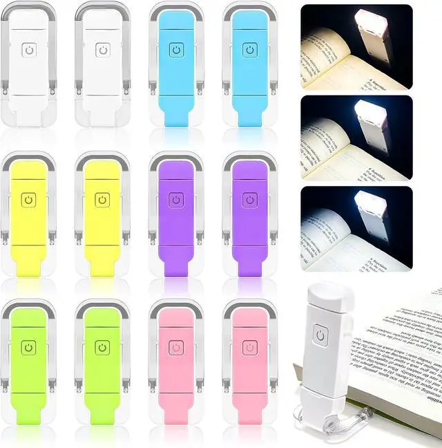 Main image of 12 Pack Reading Light,Rechargeable Book Light for Reading in Bed, Eye Caring 3 Color Temperatures,Compact Size Clip on Book Lamp for Book Lovers Kids AdultsMulticolor