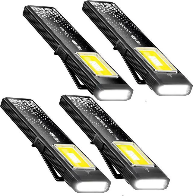 Main image of Rechargeable Flashlights High Lumens 4Pack, Magnetic EDC Flashlight with Clip, 8 Modes Powerful Pocket LED Flashlight, Waterproof Portable Flat Flashlights for Home Camping Emergency