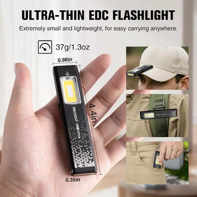 Alt view image 2 of 7 - Rechargeable Flashlights High Lumens 4Pack, Magnetic EDC Flashlight with Clip, 8 Modes Powerful Pocket LED Flashlight, Waterproof Portable Flat Flashlights for Home Camping Emergency