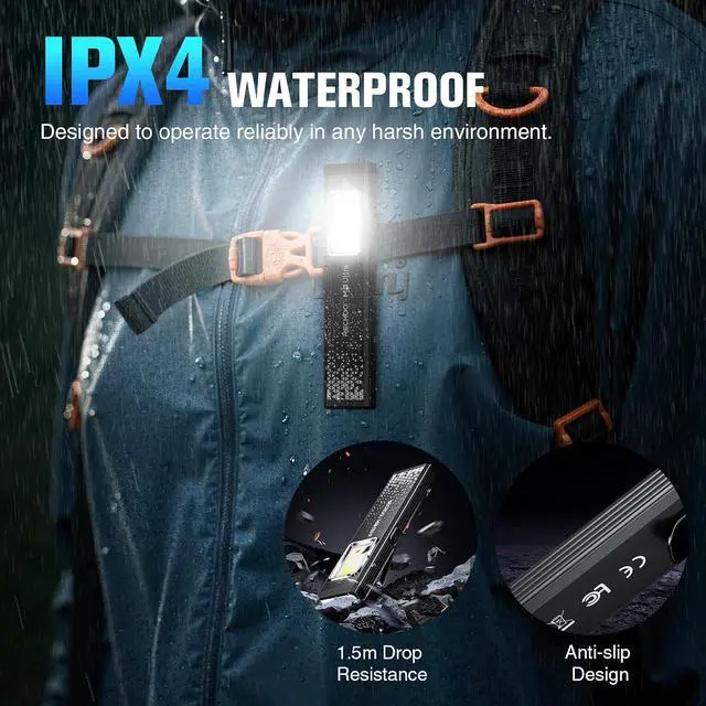 Alt view image 6 of 7 - Rechargeable Flashlights High Lumens 4Pack, Magnetic EDC Flashlight with Clip, 8 Modes Powerful Pocket LED Flashlight, Waterproof Portable Flat Flashlights for Home Camping Emergency