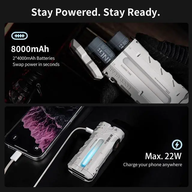 Alt view image 4 of 7 - SK05 Pro 2 5000 Lumens LED Flashlight with 8000mAh Battery