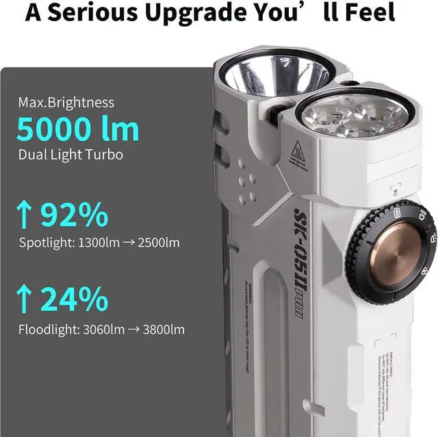 Alt view image 2 of 7 - SK05 Pro 2 5000 Lumens LED Flashlight with 8000mAh Battery