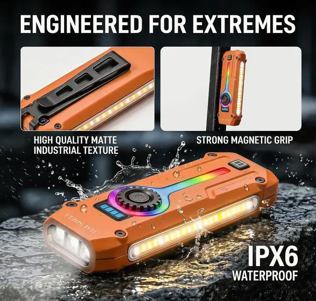Alt view image 6 of 7 - 2PCS Flat EDC Rechargeable Tactical Flashlight UV Magnetic small Work light