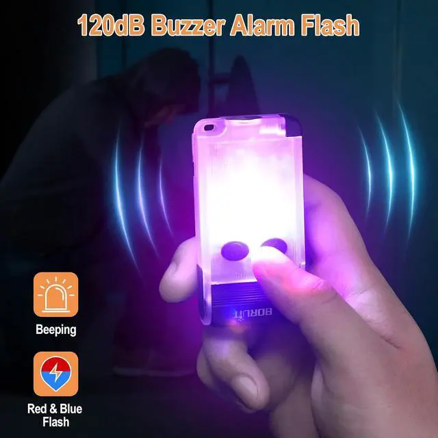 Alt view image 6 of 7 - V30 LED Small Powerful EDC Flashlight with Red and 365nm UV Light,180°Rotation,USB A/C-C Rechargeable Pocket Flat Keychain Flashlight with Clip,120DB Buzzer,Power Bank Function(White)