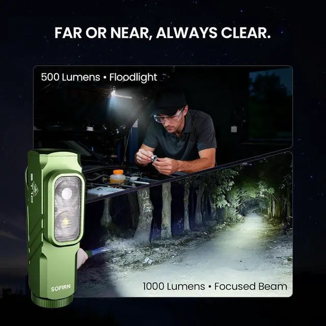 Alt view image 2 of 7 - ST10 EDC Flashlight 1000 Lumens Rechargeable, Red Light, Magnetic