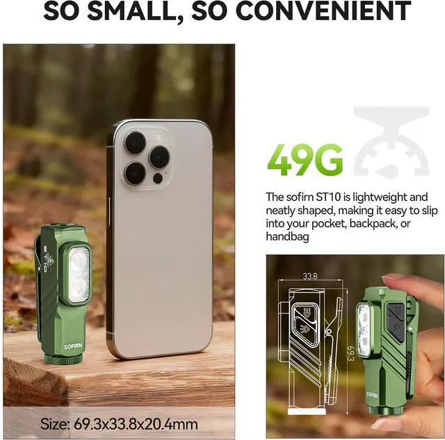Alt view image 4 of 7 - ST10 EDC Flashlight 1000 Lumens Rechargeable, Red Light, Magnetic