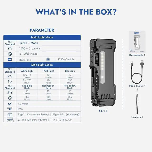 Alt view image 7 of 7 - X4 Flashlight Rechargeable,EDC Light with Multi-Mode RGB Light