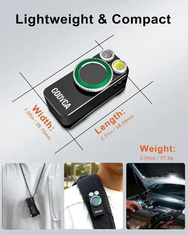 Alt view image 4 of 7 - TorchEye R EDC Flashlight Clip-on Light, 650 Lumens Rechargeable Mini Pocket Flashlight with Smart Display, IPX6 Waterproof & Magnetic for Camping, Cycling, Running, Signaling