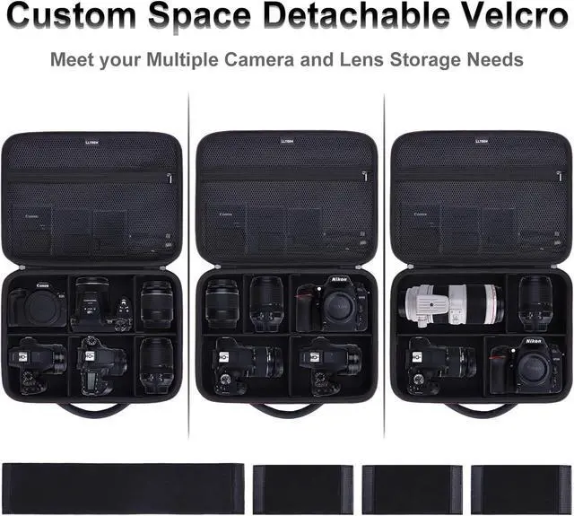 Alt view image 2 of 6 - Large Camera Case Bag for Canon/Sony/Nikon Camera and Multiple Lens Purple