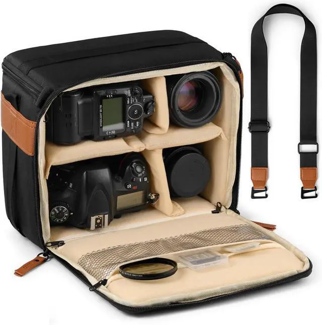 Main image of Camera Bag for Digital DSLR SLR, Protection, Waterproof Mirrorless Small Camera Bag, Camera Lens Case, Travel Organizer Camera Insert for Backpack, Black Color