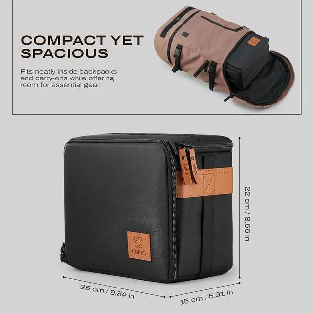 Alt view image 4 of 7 - Camera Bag for Digital DSLR SLR, Protection, Waterproof Mirrorless Small Camera Bag, Camera Lens Case, Travel Organizer Camera Insert for Backpack, Black Color