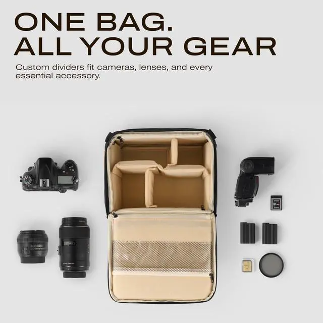 Alt view image 6 of 7 - Camera Bag for Digital DSLR SLR, Protection, Waterproof Mirrorless Small Camera Bag, Camera Lens Case, Travel Organizer Camera Insert for Backpack, Black Color