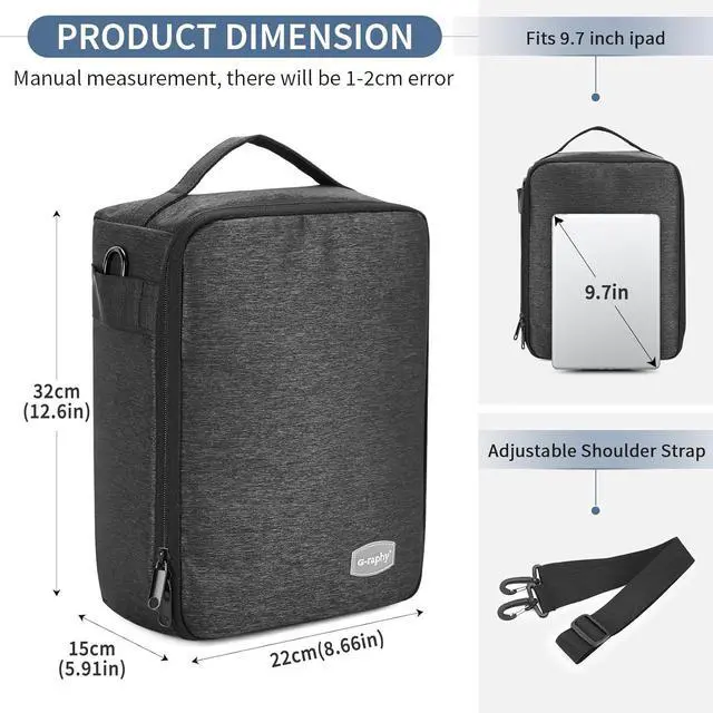 Alt view image 2 of 6 - Camera Insert Bag Lenses Cases with Large Capacity Camera Case Dividers with Grab Handle and Removal Strap Shockproof for DSLR SLR Mirrorless Cameras and Other Photography Accessories (Grey)