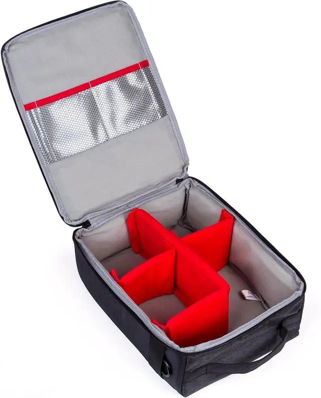 Alt view image 3 of 6 - Camera Insert Bag Lenses Cases with Large Capacity Camera Case Dividers with Grab Handle and Removal Strap Shockproof for DSLR SLR Mirrorless Cameras and Other Photography Accessories (Grey)