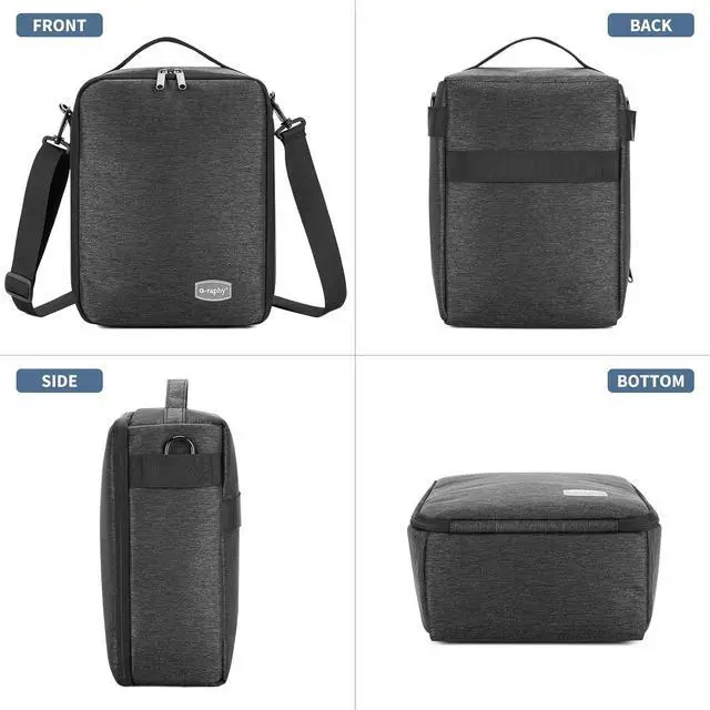 Alt view image 4 of 6 - Camera Insert Bag Lenses Cases with Large Capacity Camera Case Dividers with Grab Handle and Removal Strap Shockproof for DSLR SLR Mirrorless Cameras and Other Photography Accessories (Grey)