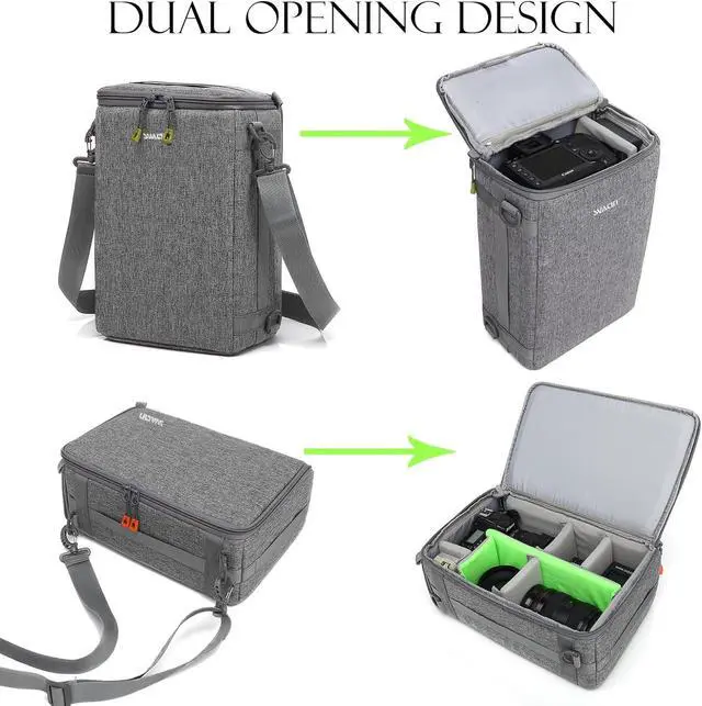 Alt view image 3 of 7 - Camera Insert Bag,Shockproof &Pressure-proof Dual Opening Padded Camera Lens Cube Case Backpack,Digital DSLR SLR Mirrorless Cameras Storage,Suitable for mountaineering bags over 20 liters(M)