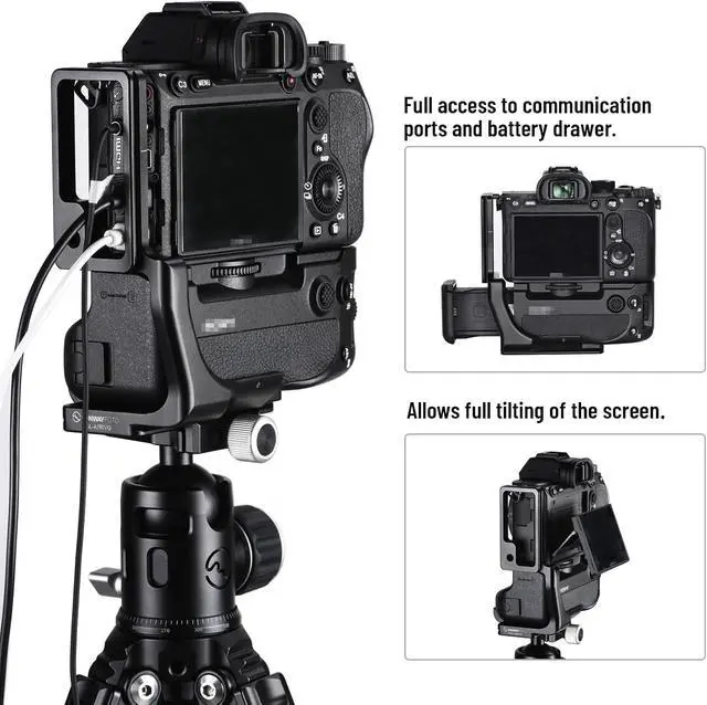 Alt view image 3 of 7 - SUNWAY L-Bracket for Sony a7r V/a1/a7s3/a9 ii/a7r iv with Battery Grip VG-C4EM Arca Swiss PlatePSL-a7RIVG