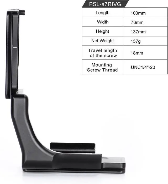 Alt view image 7 of 7 - SUNWAY L-Bracket for Sony a7r V/a1/a7s3/a9 ii/a7r iv with Battery Grip VG-C4EM Arca Swiss PlatePSL-a7RIVG
