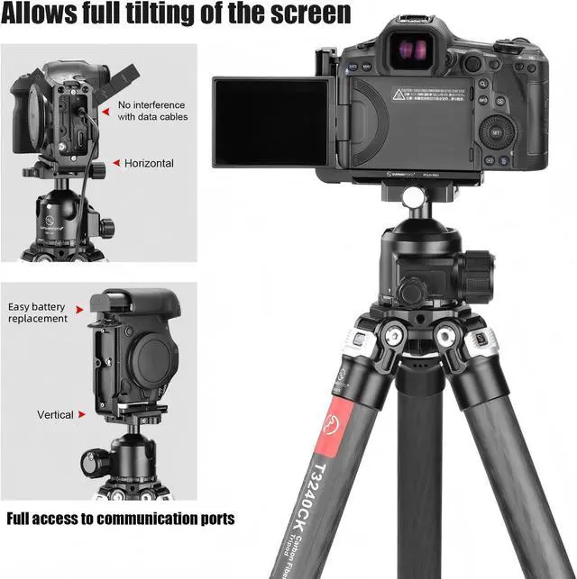 Alt view image 5 of 7 - SUNWAY PCLO-R5II L-Bracket for Eos R5II Arca Swiss Quick Release Plate for Tripod and Robin RSC2/3/4Compatible with Canon R5 II