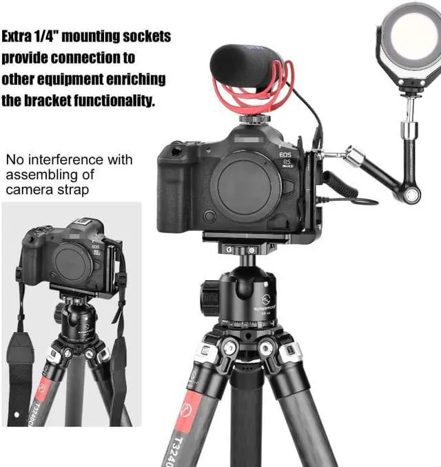 Alt view image 7 of 7 - SUNWAY PCLO-R5II L-Bracket for Eos R5II Arca Swiss Quick Release Plate for Tripod and Robin RSC2/3/4Compatible with Canon R5 II