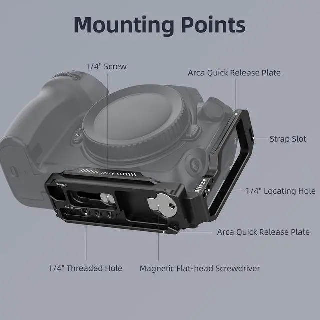Alt view image 2 of 7 - Z8 L Bracket for Nikon Z 8 Camera - T-N02A
