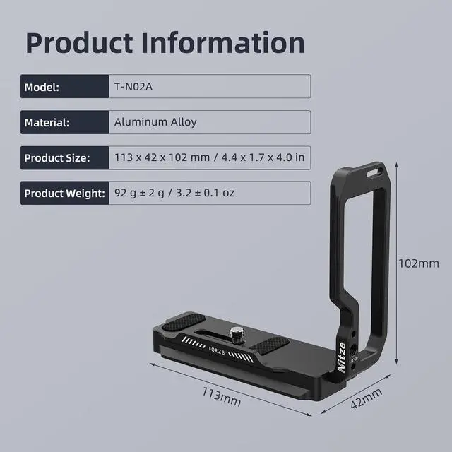 Alt view image 6 of 7 - Z8 L Bracket for Nikon Z 8 Camera - T-N02A