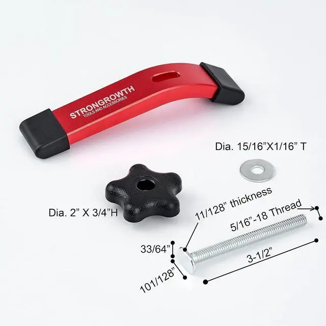 Alt view image 3 of 5 - T track Hold Down Clamps - Double Cut Profile Universal T-Track Clamps, 6-3/8"L x 1-1/4"W - Woodworking and t slot clamp - Fine Sandblast Anodized - Red Color-6PK
