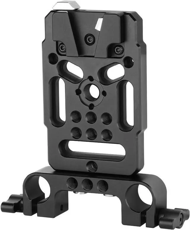 Main image of V Mount Battery Plate, V-Lock Mount Battery Plate with 15mm Rod Clamp, 1/4" Screws and M3 Screws, Compatible with SmallRig/Neewer/K&F Concept - N21-A2