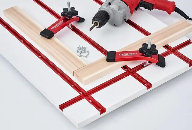 Alt view image 5 of 5 - T track Hold Down Clamps - Double Cut Profile Universal T-Track Clamps, 6-3/8"L x 1-1/4"W - Woodworking and t slot clamp - Fine Sandblast Anodized - Red Color-6PK