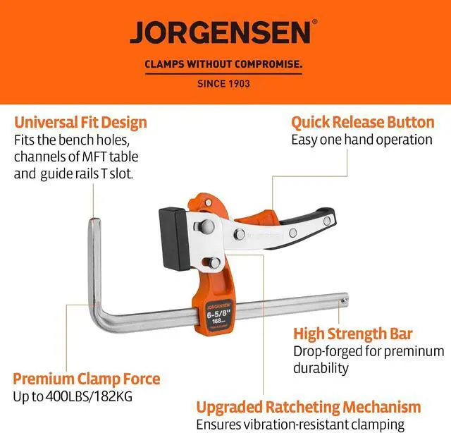 Alt view image 2 of 7 - 6-5/8" Ratcheting Table Clamps, Track Saw Clamps, 2-Pack