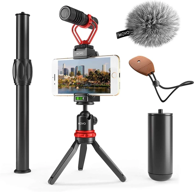 Main image of VXR10+ Smartphone Vlogging Kit with Mini Tripod, Phone Grip, and Video Microphone Compatible with iPhone and Android - for YouTube, TIK Tok, Filming, Vlogging