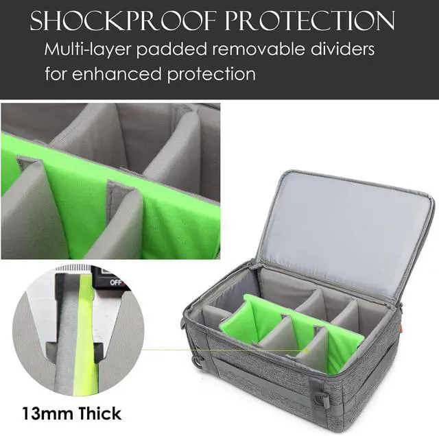 Alt view image 7 of 7 - Camera Insert Bag,Shockproof &Pressure-proof Dual Opening Padded Camera Lens Cube Case Backpack,Digital DSLR SLR Mirrorless Cameras Storage,Suitable for mountaineering bags over 20 liters(M)