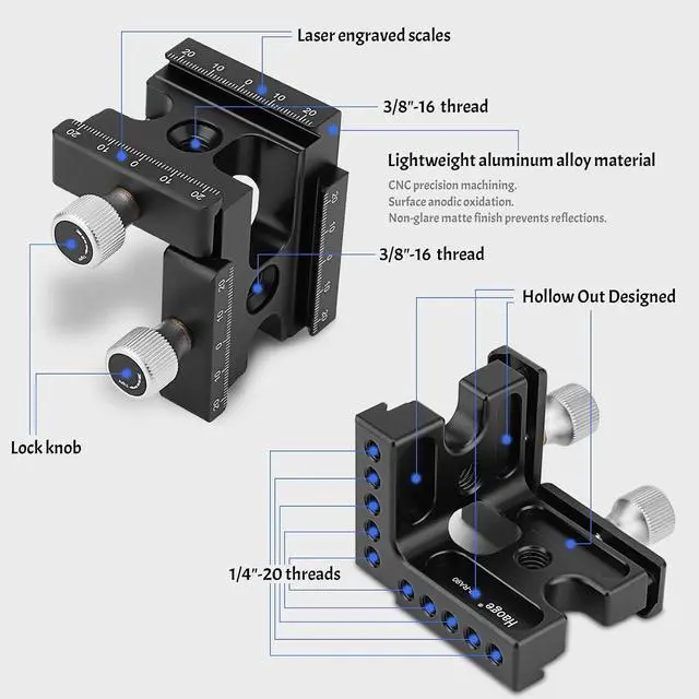 Alt view image 4 of 7 - CP-RA90 Right Angle Clamp 90 Degree Double Quick Release L Clamp with 1/4 Screw Thread for Arca Swiss RRS Benro Rail Plate Nodal Slide