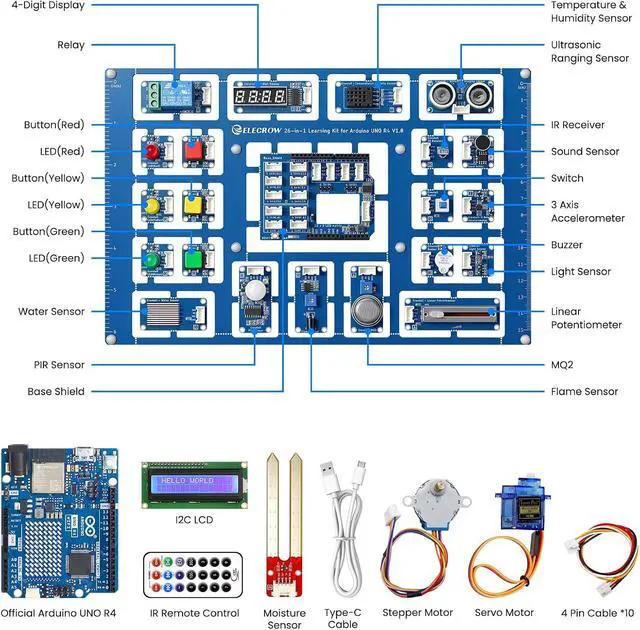 Alt view image 2 of 7 - All-in-one Starter Kit with Uno R4 WiFi Development Board