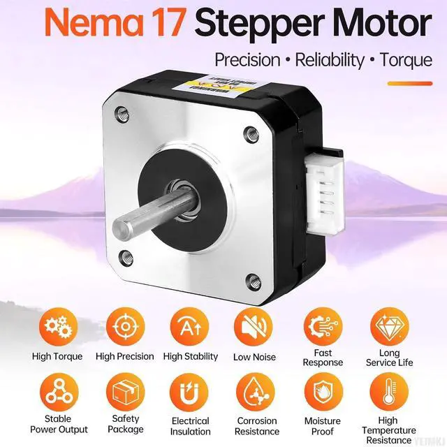 Alt view image 5 of 6 - 5Pack Nema 17 Stepper Motor 42x21mm 0.13Nm (18.41oz·in) 1.0A 3.5