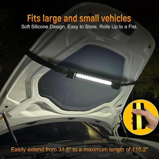 Alt view image 3 of 7 - Flexible Magnetic Underhood Work Light, 2600LM Rechargeable COB Bar