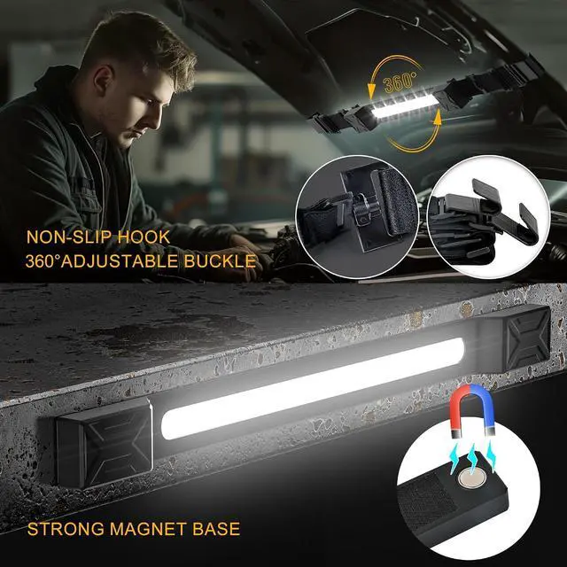 Alt view image 5 of 7 - Flexible Magnetic Underhood Work Light, 2600LM Rechargeable COB Bar