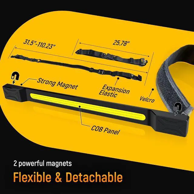 Alt view image 2 of 7 - Flexible Magnetic Underhood Work Light, 2600LM Rechargeable COB Bar