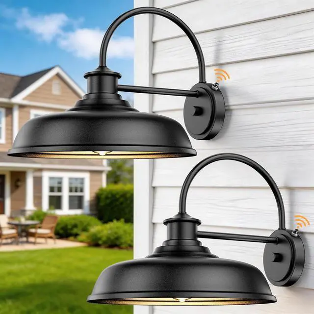 Main image of 14" Dusk to Dawn Outdoor Barn Wall Light Extra Large Gooseneck Lighting