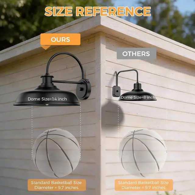 Alt view image 3 of 7 - 14" Dusk to Dawn Outdoor Barn Wall Light Extra Large Gooseneck Lighting