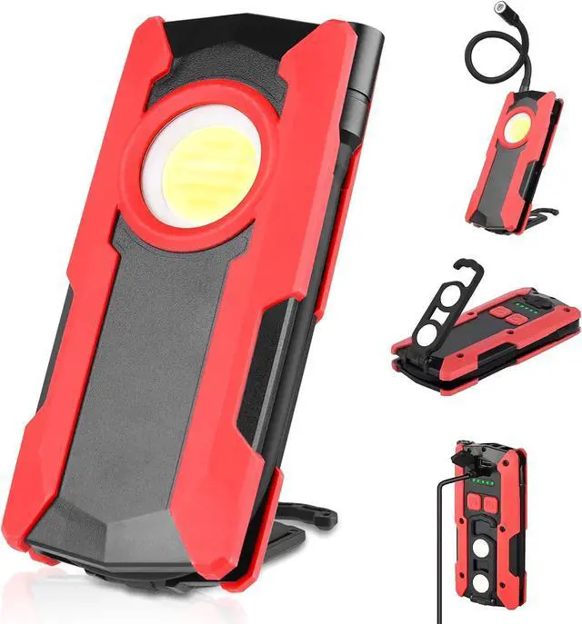 Main image of Rechargeable LED Work Light, 40W 2000LM Magnetic Work Light Battery Powered Portable Flood Light with Gooseneck Flashlight for Car Repairing, Camping, Inspection