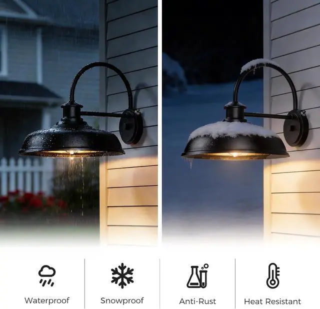 Alt view image 5 of 7 - 14" Dusk to Dawn Outdoor Barn Wall Light Extra Large Gooseneck Lighting