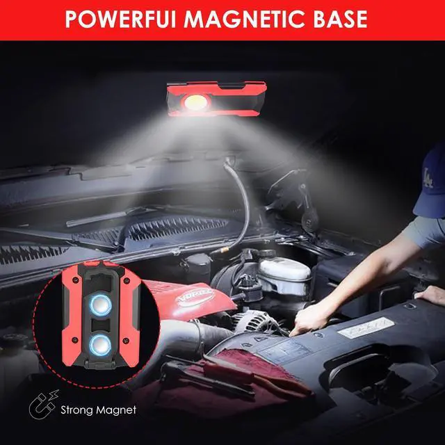 Alt view image 5 of 7 - Rechargeable LED Work Light, 40W 2000LM Magnetic Work Light Battery Powered Portable Flood Light with Gooseneck Flashlight for Car Repairing, Camping, Inspection