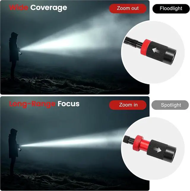 Alt view image 2 of 7 - Magnetic Flashlight with Flexible Gooseneck, Rechargeable Work Light LED Zoomable Lens Flashlight, Mechanic Light for Work Bench, Auto-Repairing, Inspection, Emergency (2 Pack)
