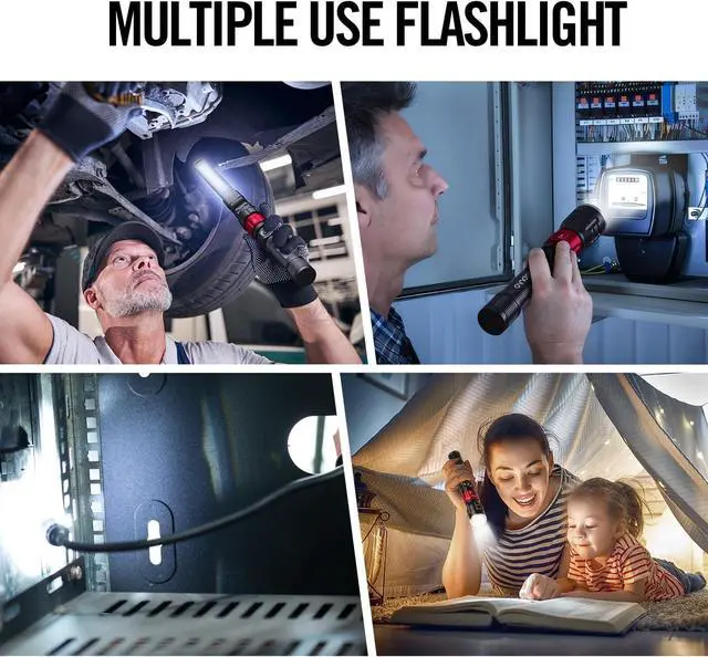 Alt view image 6 of 7 - 3 in 1 Led Work Lights with Magnetic Base, LED Flashlight with Flexible Gooseneck and Slim Bar Light, 400 Lumens Rechargeable Flashlights for Household, Camping and Car