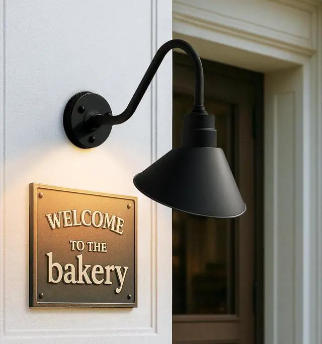 Alt view image 3 of 7 - 10" Outdoor Gooseneck Barn Sign Lights with Extended Arms, 2-Pack